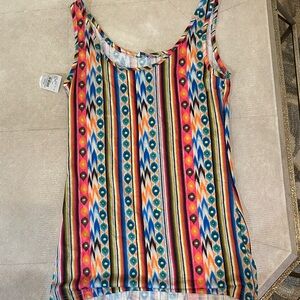 Buckle Colorful Striped Women's Tank Top